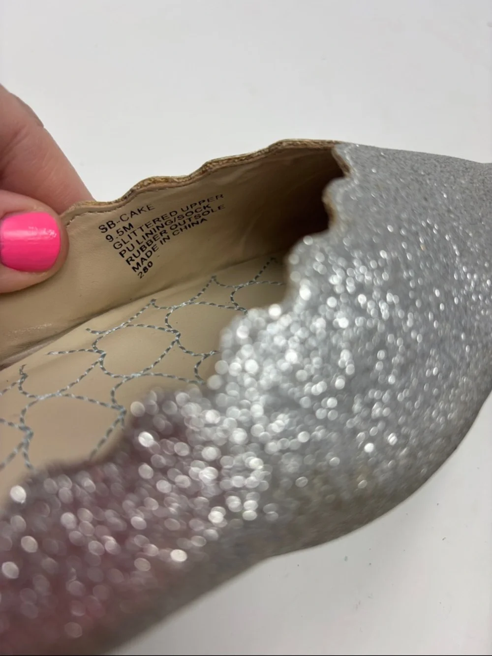 BETSEY Johnson‎ | 9.5 9.5M Silver Glitter Pointed-Toe Women's Flats